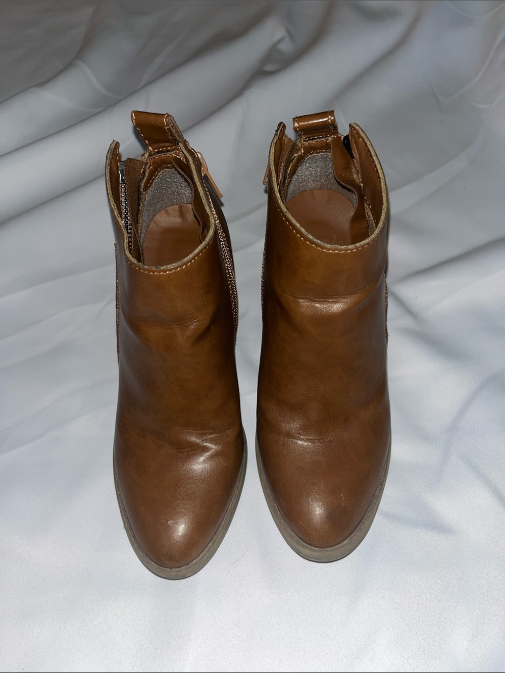 Women's Brown Leather Ankle Booties - Classic Slip-On Style